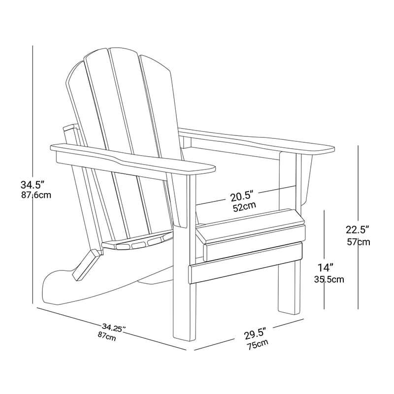 Folding Adirondack Chair, HDPE Material, Dark Green