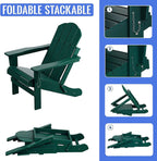 Folding Adirondack Chair, HDPE Material, Dark Green