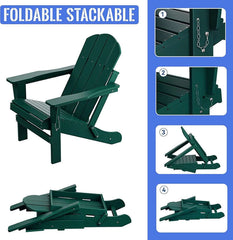 Folding Adirondack Chair, HDPE Material, Dark Green