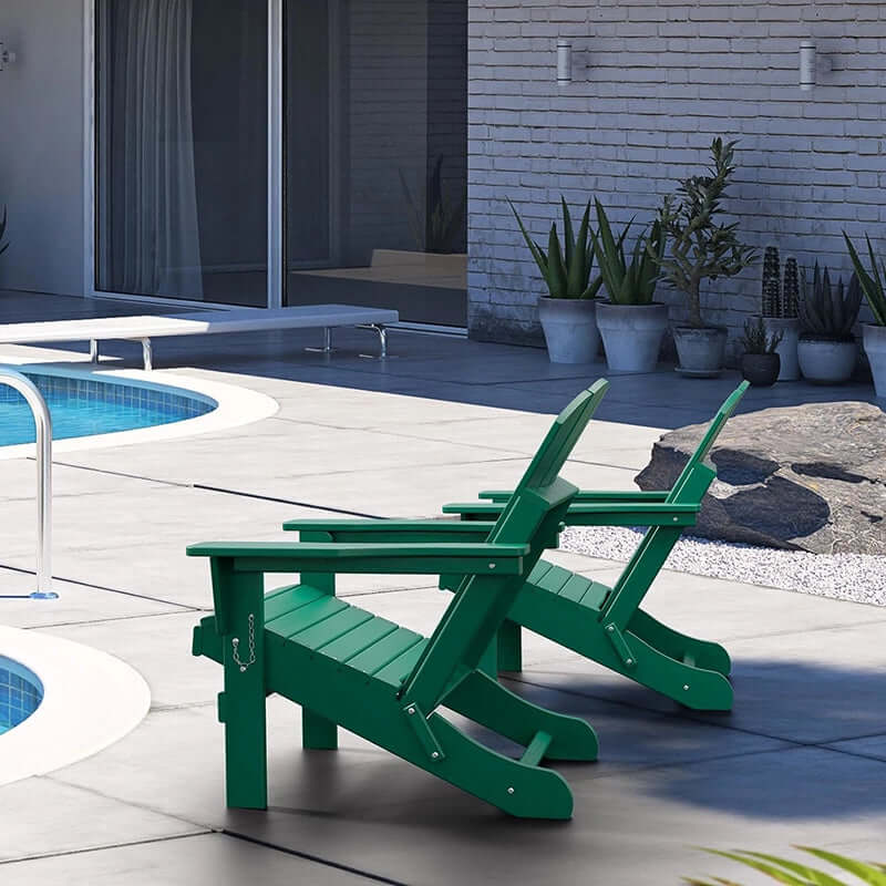 Folding Adirondack Chair, HDPE Material, Dark Green サブ画像