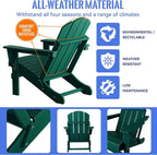Folding Adirondack Chair, HDPE Material, Dark Green