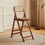 Folding Cane Back Wood Bar Stool Series With Upholstered Seat