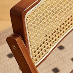 Folding Cane Back Wood Bar Stool Series With Upholstered Seat