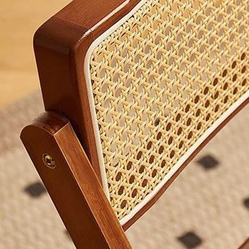Folding Cane Back Wood Bar Stool Series With Upholstered Seat