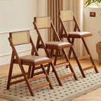 Folding Cane Back Wood Bar Stool Series With Upholstered Seat Main Product Image