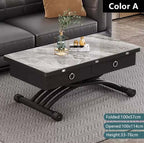 Folding Sintered Stone Coffee Table With Drawers