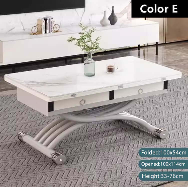Folding Sintered Stone Coffee Table With Drawers