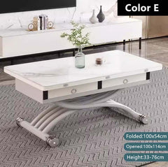 Folding Sintered Stone Coffee Table With Drawers