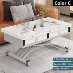 Folding Sintered Stone Coffee Table With Drawers