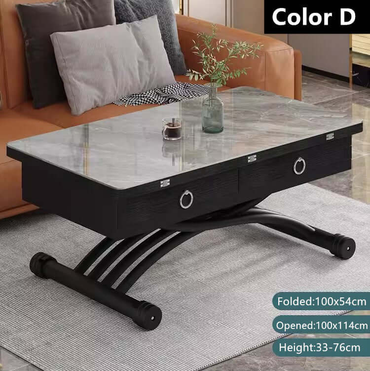 Folding Sintered Stone Coffee Table With Drawers
