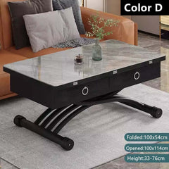 Folding Sintered Stone Coffee Table With Drawers