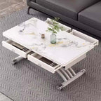 Folding Sintered Stone Coffee Table With Drawers