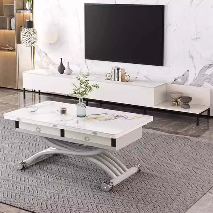 Folding Sintered Stone Coffee Table With Drawers Main Product Image