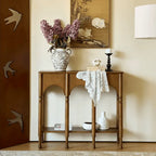 French Arch Solid Wood Console Table with Tiered Display Shelf