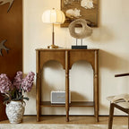 French Arch Solid Wood Console Table with Tiered Display Shelf