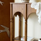 French Arch Solid Wood Console Table with Tiered Display Shelf