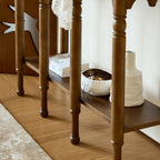 French Arch Solid Wood Console Table with Tiered Display Shelf