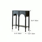French Arch Solid Wood Console Table with Tiered Display Shelf