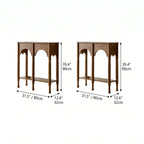 French Arch Solid Wood Console Table with Tiered Display Shelf