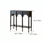 French Arch Solid Wood Console Table with Tiered Display Shelf