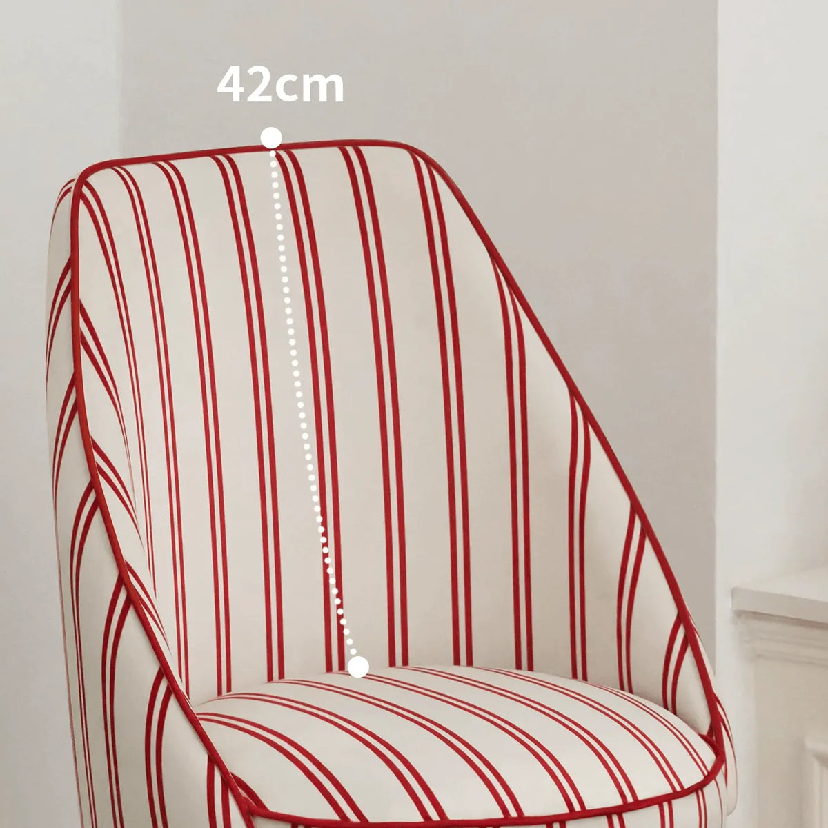 French Ballet Striped Velvet Vanity Stool with Ribbon Back Accent