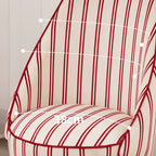 French Ballet Striped Velvet Vanity Stool with Ribbon Back Accent