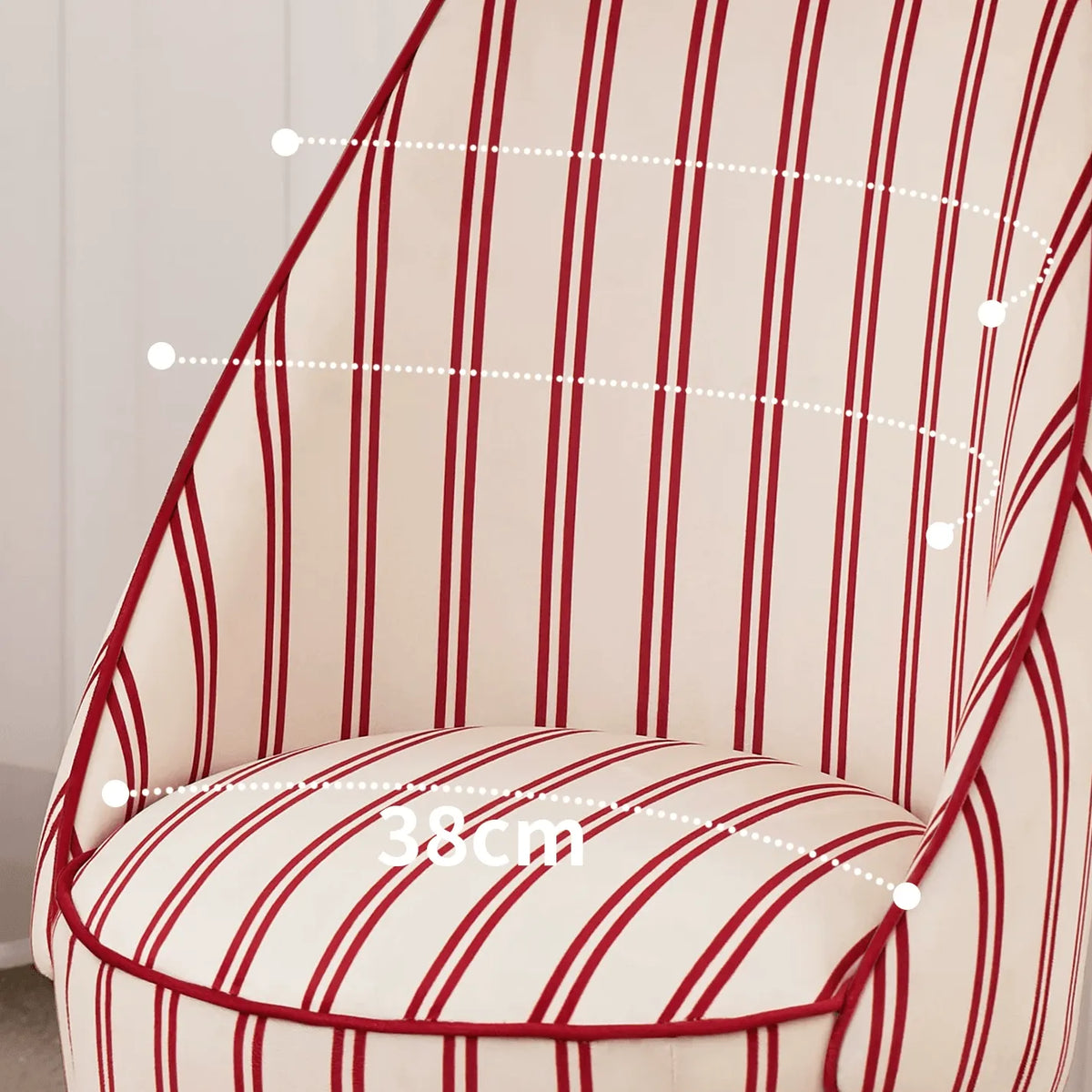 French Ballet Striped Velvet Vanity Stool with Ribbon Back Accent
