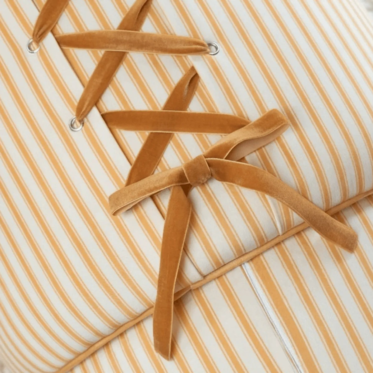 French Ballet Striped Velvet Vanity Stool with Ribbon Back Accent