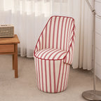 French Ballet Striped Velvet Vanity Stool with Ribbon Back Accent Main Product Image