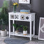 French Country Distressed Wood Console Table with Ceramic Mosaic Drawers