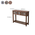French Country Distressed Wood Console Table with Ceramic Mosaic Drawers Dimensions
