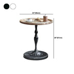 French Country Round Wood & Iron Side Table with Tray Top Dimensions