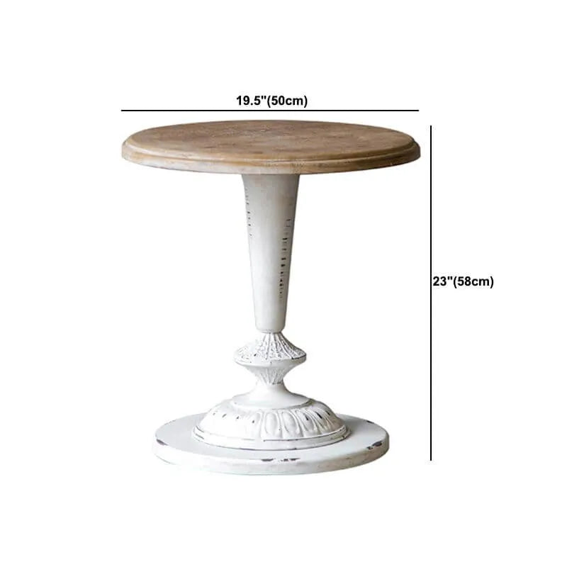 French Country Round Wood & Iron Side Table with Tray Top Dimensions