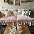 French Country Ruffle Skirt Sofa with Removable Cover and Soft Support
