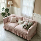 French Country Ruffle Skirt Sofa with Removable Cover and Soft Support