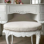 French Country Vanity with Mirror, Drawers & Stool