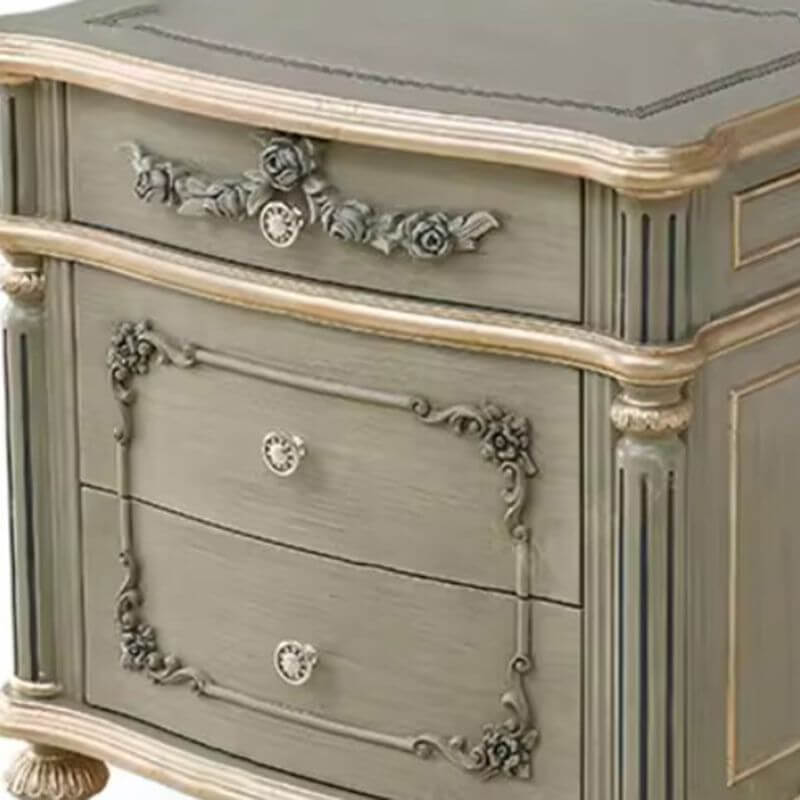 French Country Wood Drawer Storage Nightstand with Elegant Design