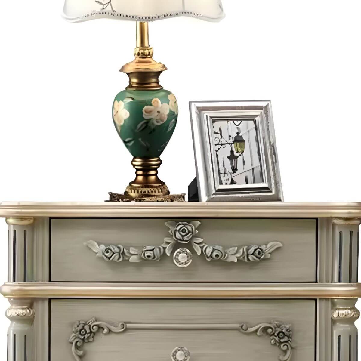 French Country Wood Drawer Storage Nightstand with Elegant Design
