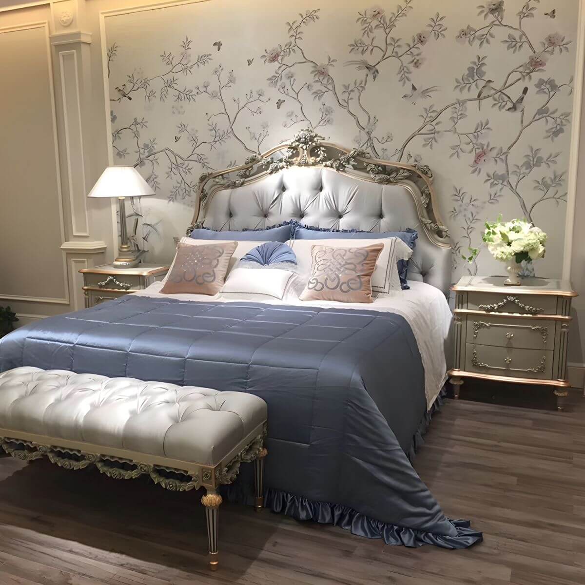 French Country Wood Drawer Storage Nightstand with Elegant Design