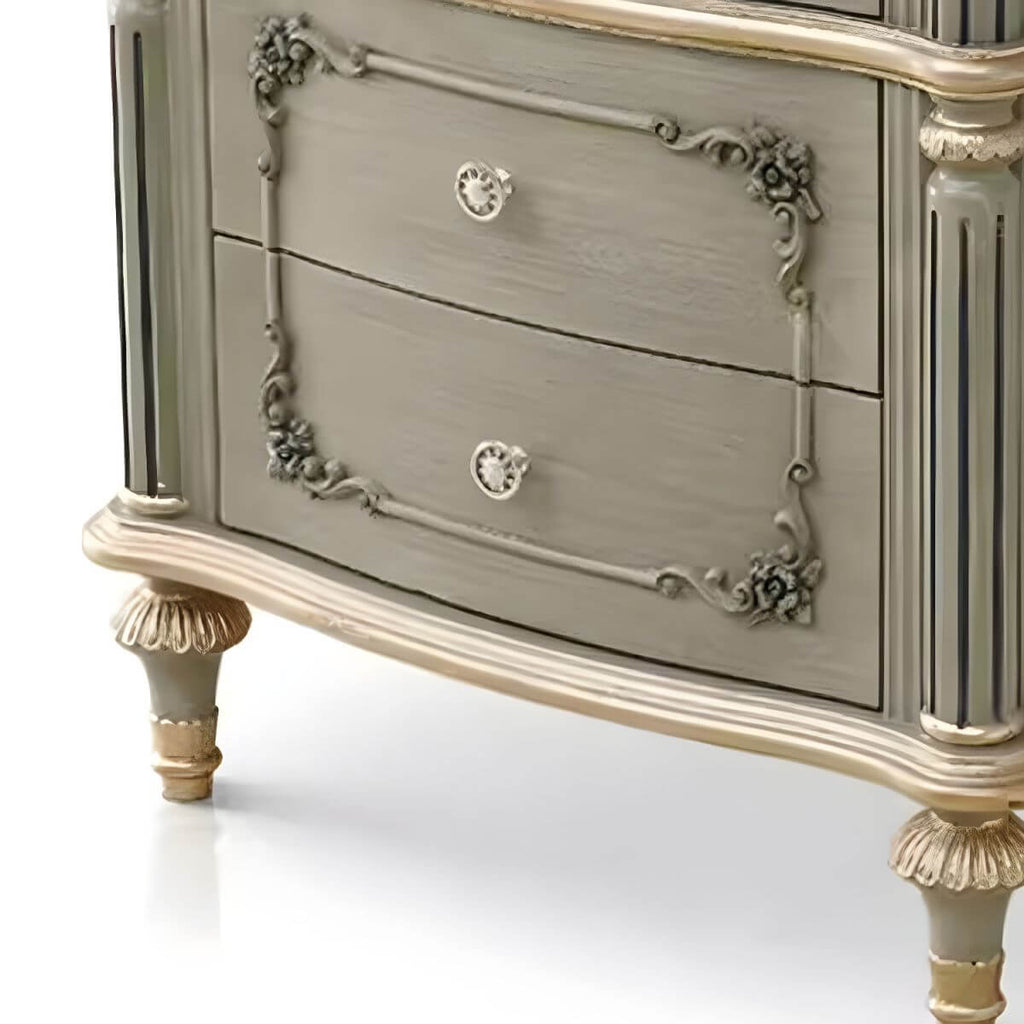 French Country Wood Drawer Storage Nightstand with Elegant Design