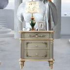 French Country Wood Drawer Storage Nightstand with Elegant Design