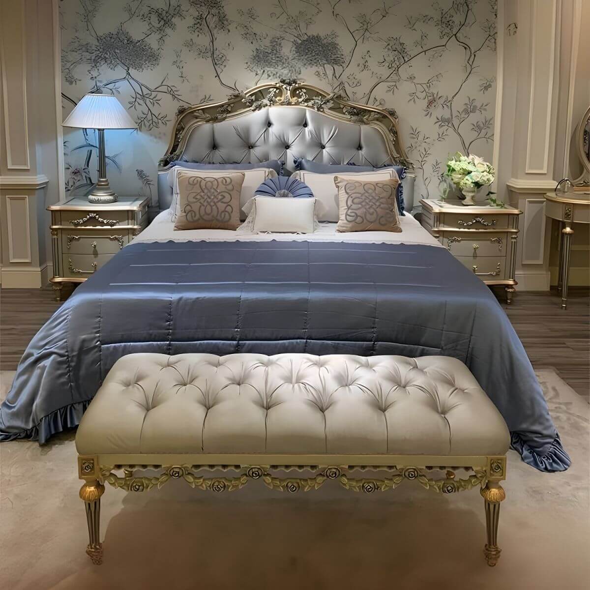 French Country Wood Drawer Storage Nightstand with Elegant Design