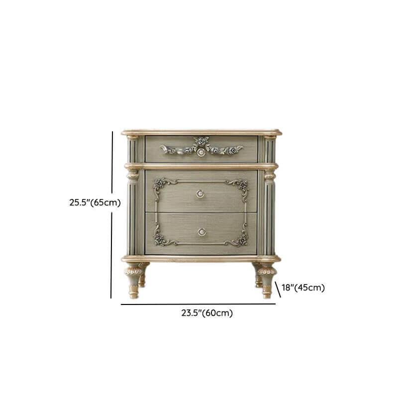 French Country Wood Drawer Storage Nightstand with Elegant Design Dimensions