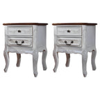 French Country Wood Nightstand with Distressed Finish and Cabriole Legs