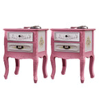 French Country Wood Nightstand with Distressed Finish and Cabriole Legs