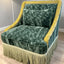 French Deco Fringe Chair with Botanical Jacquard and Cocoon Arms