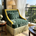 French Deco Fringe Chair with Botanical Jacquard and Cocoon Arms Main Product Image