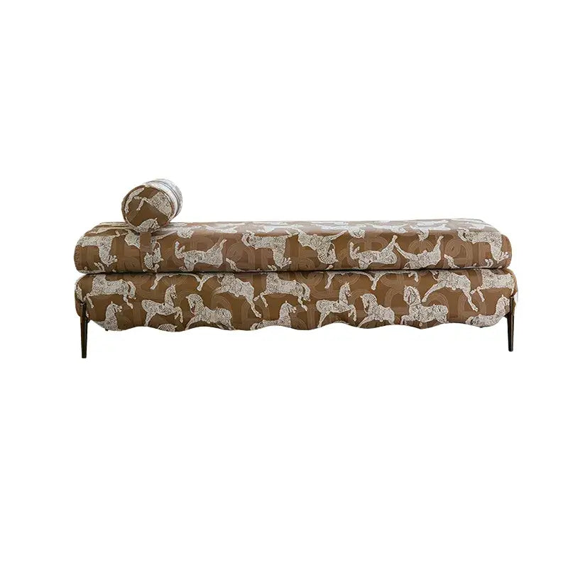 French-Inspired Fabric Bench With Scalloped Edge and Bolster Back