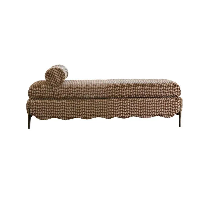 French-Inspired Fabric Bench With Scalloped Edge and Bolster Back