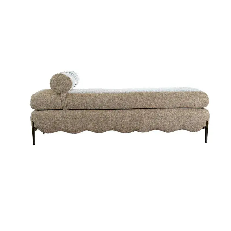 French-Inspired Fabric Bench With Scalloped Edge and Bolster Back